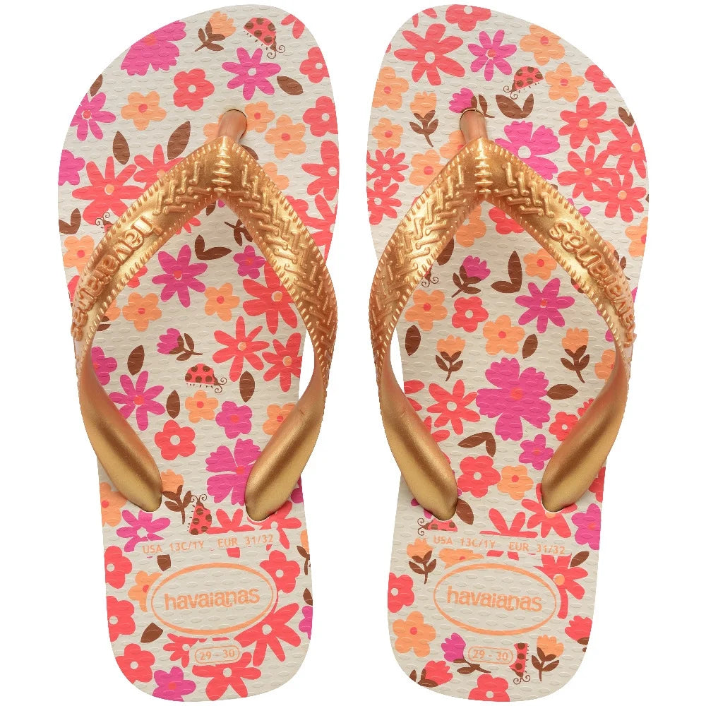 HAVAIANAS KIDS FLORES FC (BEGE/DOURADO)