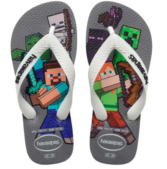 HAVAIANAS KIDS MINECRAFT FC  (CINZA ACO/ BRANCO)