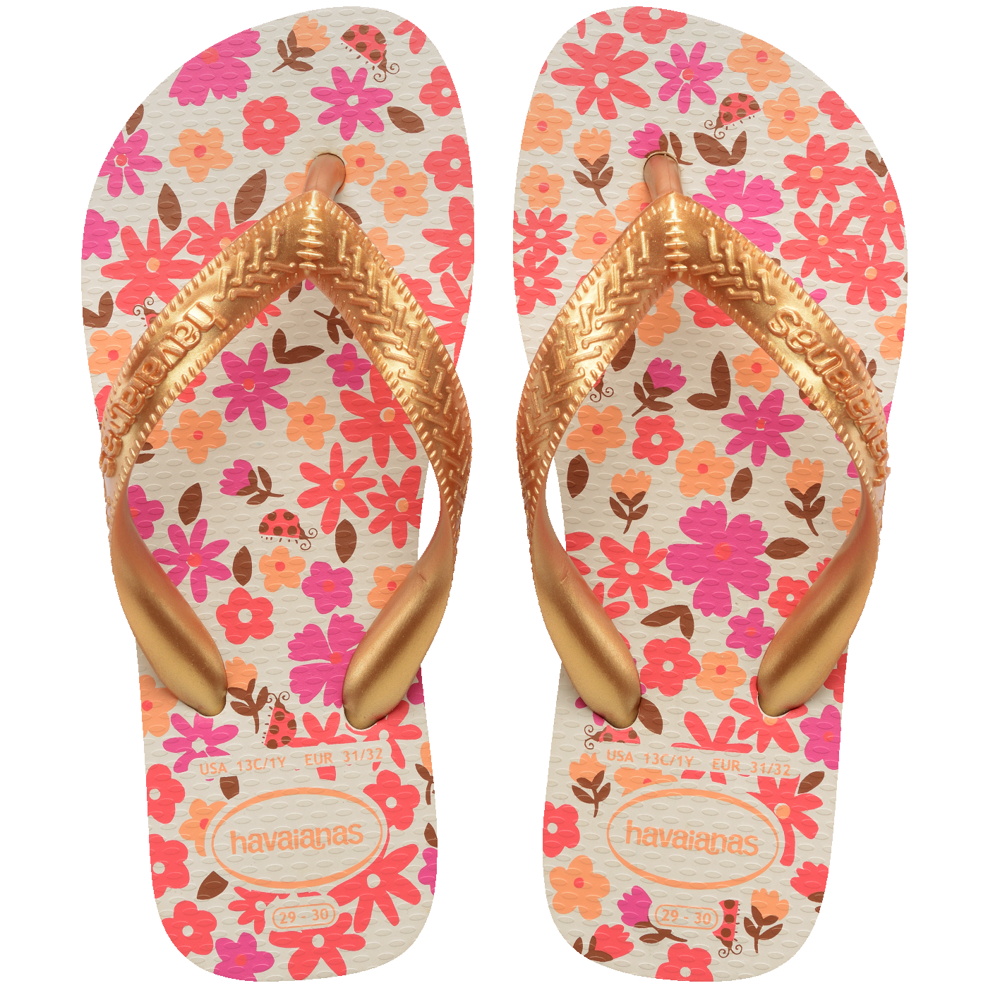 HAVAIANAS KIDS FLORES FC (BEGE/DOURADO)