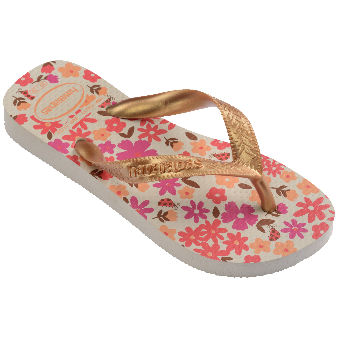 HAVAIANAS KIDS FLORES FC (BEGE/DOURADO)
